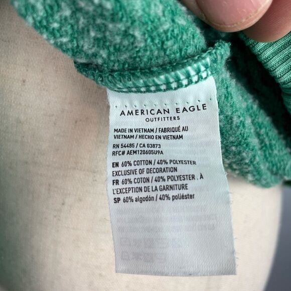 American Eagle Green Happiness Embroidered Sweatshirt Size S EUC - Picture 6 of 6